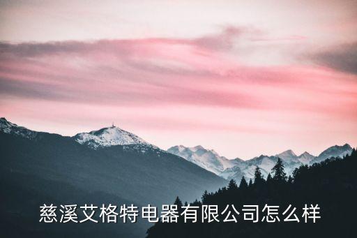  慈溪艾格特电器有限公司怎么样