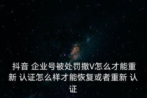  抖音 企业号被处罚撤V怎么才能重新 认证怎么样才能恢复或者重新 认证
