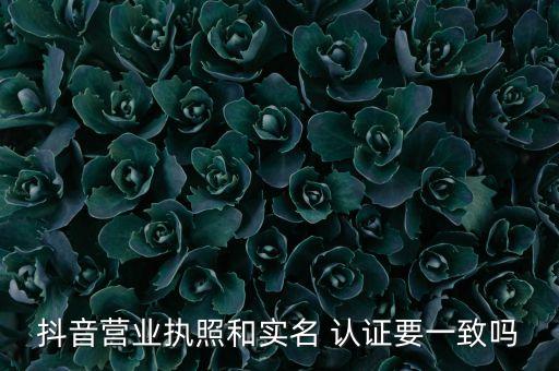 抖音营业执照和实名 认证要一致吗