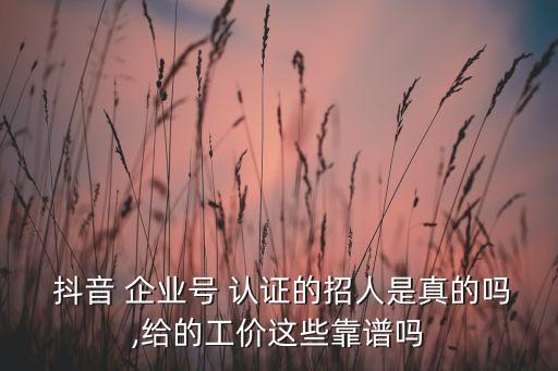  抖音 企业号 认证的招人是真的吗,给的工价这些靠谱吗