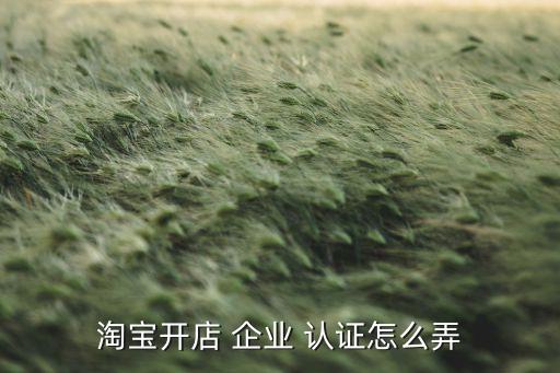 淘宝开店 企业 认证怎么弄