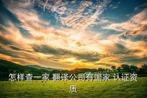 怎样查一家 翻译公司有国家 认证资质
