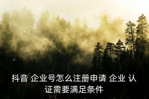 抖音 企业号怎么注册申请 企业 认证需要满足条件