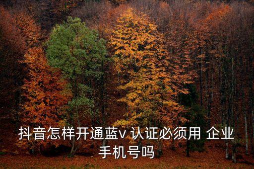 抖音怎样开通蓝v 认证必须用 企业手机号吗
