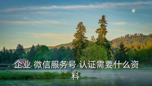  企业 微信服务号 认证需要什么资料
