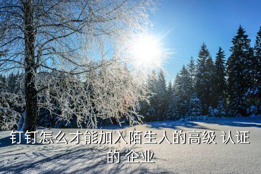 钉钉怎么才能加入陌生人的高级 认证的 企业
