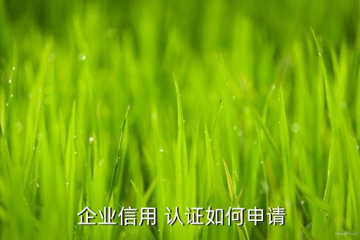  企业信用 认证如何申请