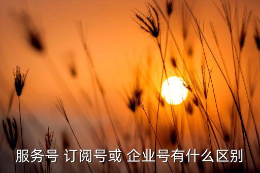 服务号 订阅号或 企业号有什么区别