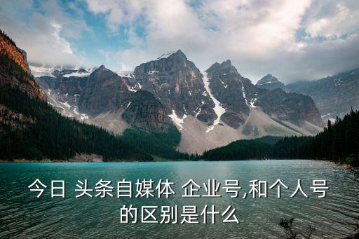今日 头条自媒体 企业号,和个人号的区别是什么