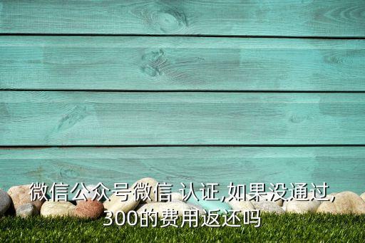 微信公众号微信 认证,如果没通过,300的费用返还吗