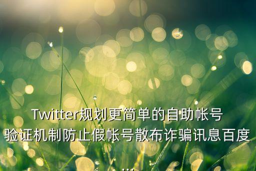 Twitter规划更简单的自助帐号验证机制防止假帐号散布诈骗讯息百度...
