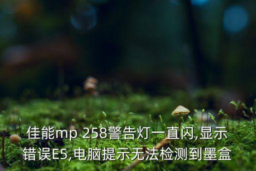 佳能mp 258警告灯一直闪,显示错误E5,电脑提示无法检测到墨盒