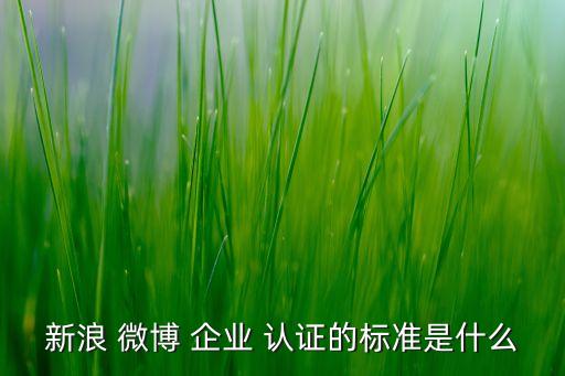 新浪 微博 企业 认证的标准是什么