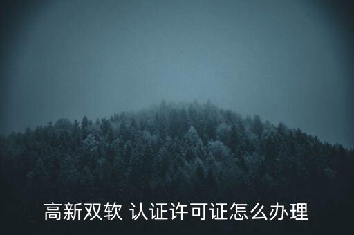 高新双软 认证许可证怎么办理