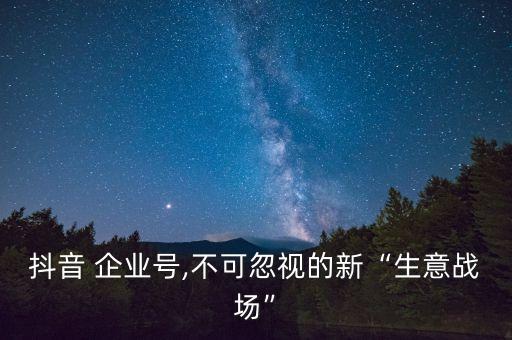 抖音 企业号,不可忽视的新“生意战场”