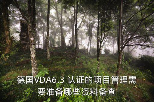 德国VDA6.3 认证的项目管理需要准备哪些资料备查