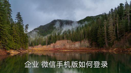  企业 微信手机版如何登录