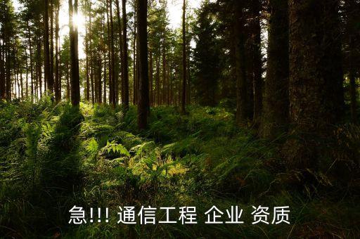 急!!! 通信工程 企业 资质
