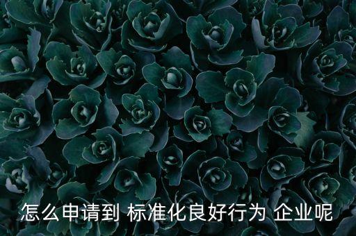 怎么申请到 标准化良好行为 企业呢