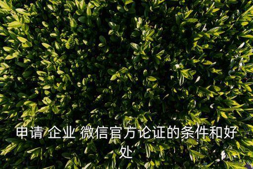 申请 企业 微信官方论证的条件和好处