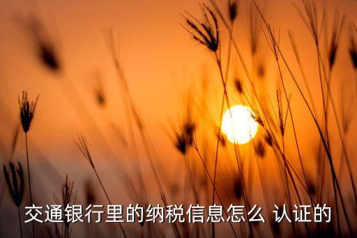 交通银行里的纳税信息怎么 认证的
