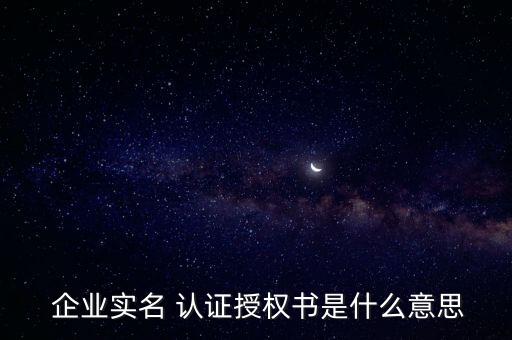  企业实名 认证授权书是什么意思