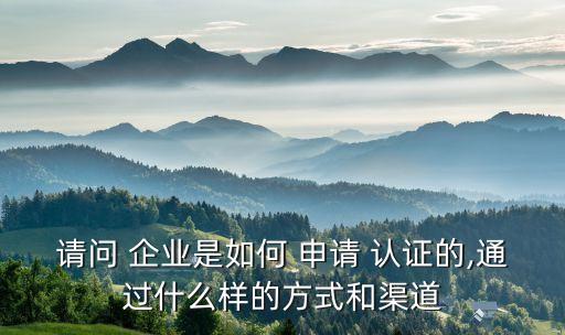 请问 企业是如何 申请 认证的,通过什么样的方式和渠道