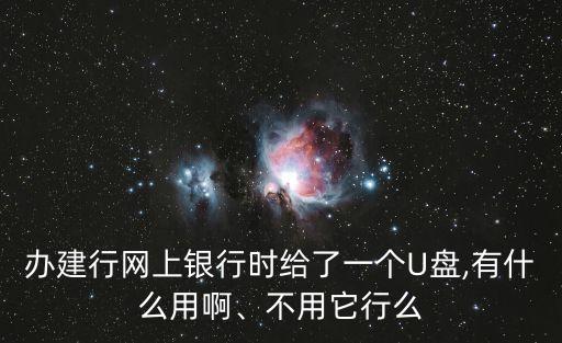 办建行网上银行时给了一个U盘,有什么用啊、不用它行么