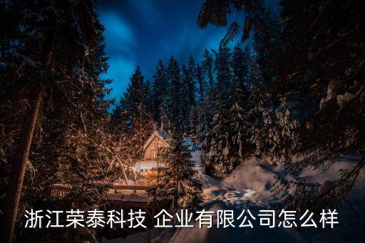 浙江荣泰科技 企业有限公司怎么样
