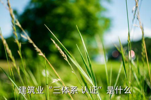 建筑业“三体系 认证”是什么